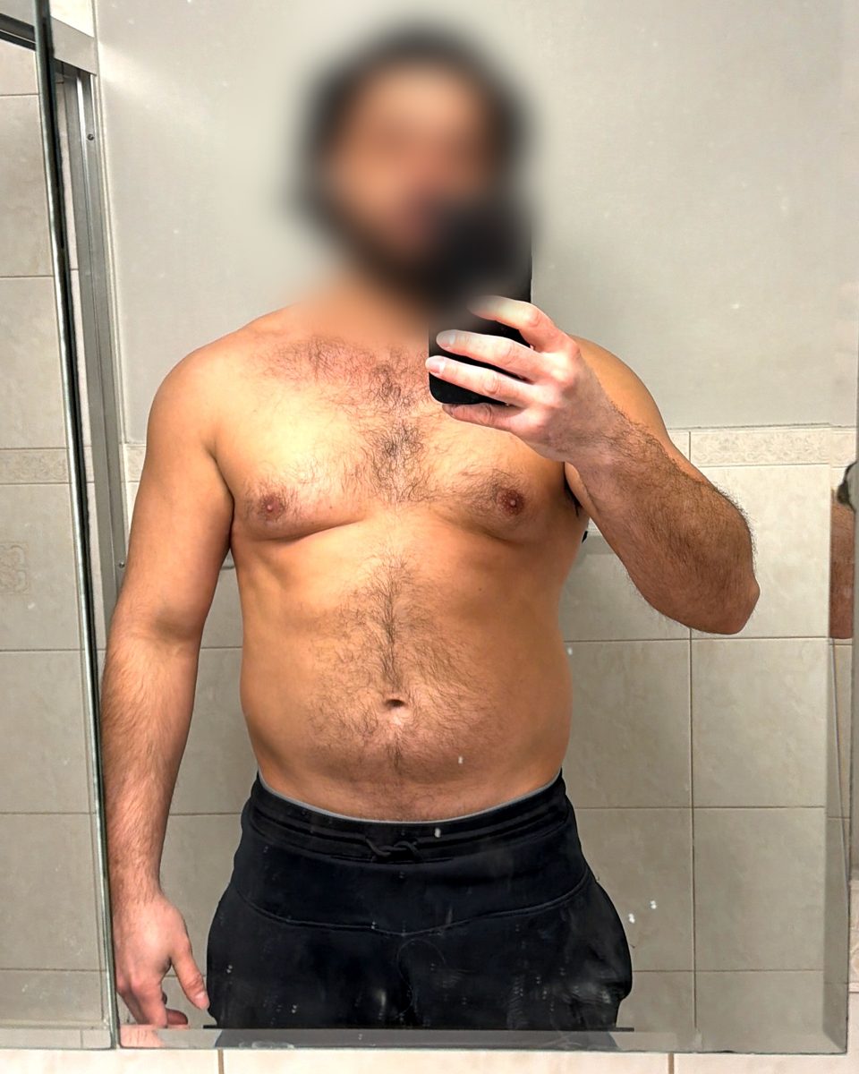 John after a lean bulk, about 87 kg, bathroom mirror selfie